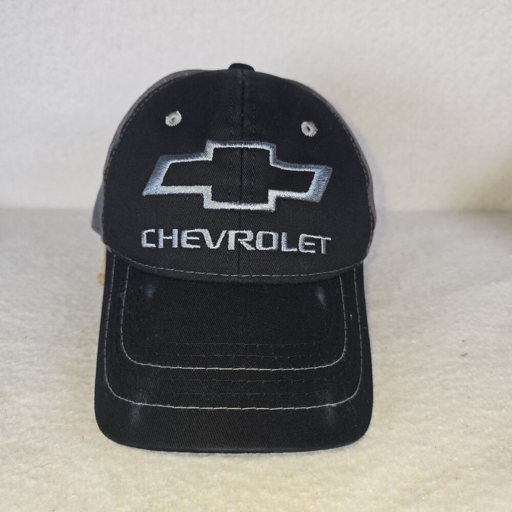 GM Licensed Chevrolet Bowtie Snapback Hat - Vintage/Washed Style - Black
